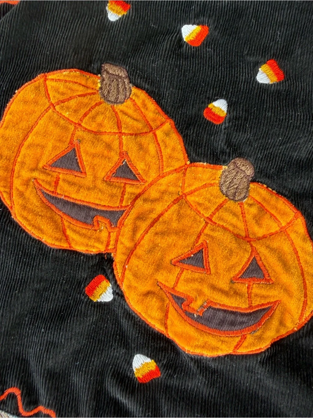 VTG Jack O Lantern Candy Corn Novelty Vest Candy Corn Corduroy Reversible 12 GUC